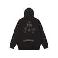 Rhinestone Cross Hoodie - Black Gothic Streetwear Sweatshirt 2633