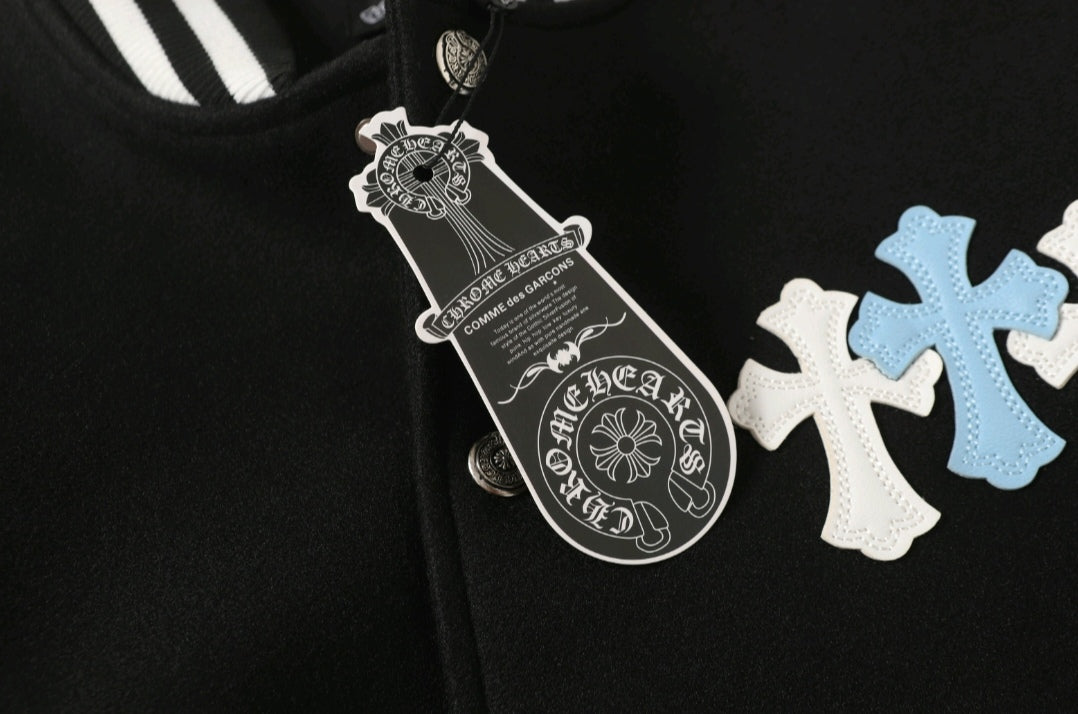 Black White Street Style Baseball Coat 0002